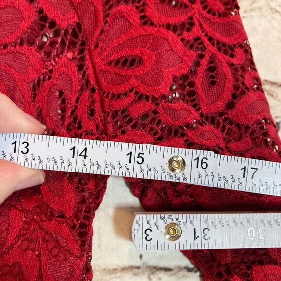 MissMay Dress Womens Small Red All Over Lace Overlay Off The Shoulder Midi Lined - Picture 14 of 15